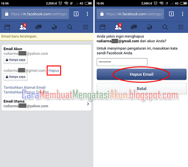 cara mengganti email utama facebook