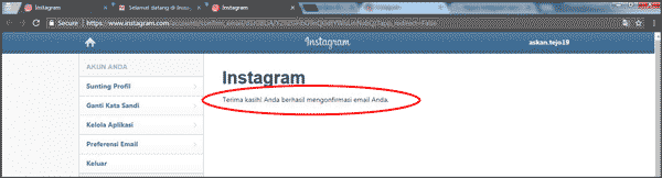 cara verifikasi instagram dengan email