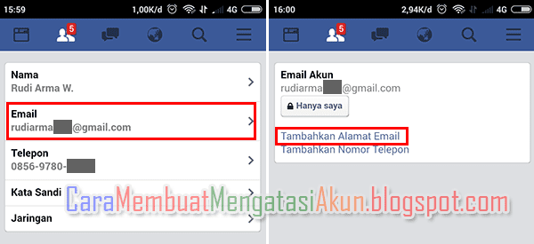 cara mengganti email facebook