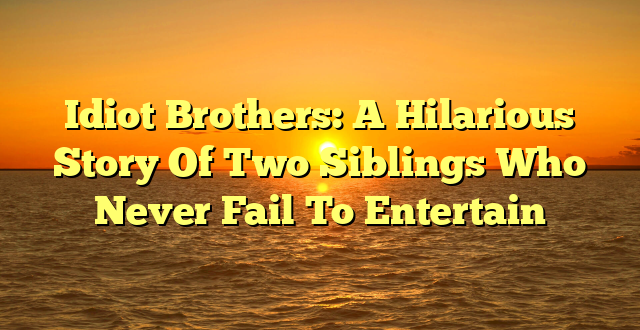 CMMA BLOG News | Idiot Brothers: A Hilarious Story Of Two Siblings Who Never Fail To Entertain